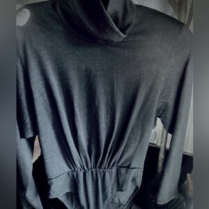 Vintage Escada Soft Wool and Cashmere bodysuit turtleneck mock neck ruched 34